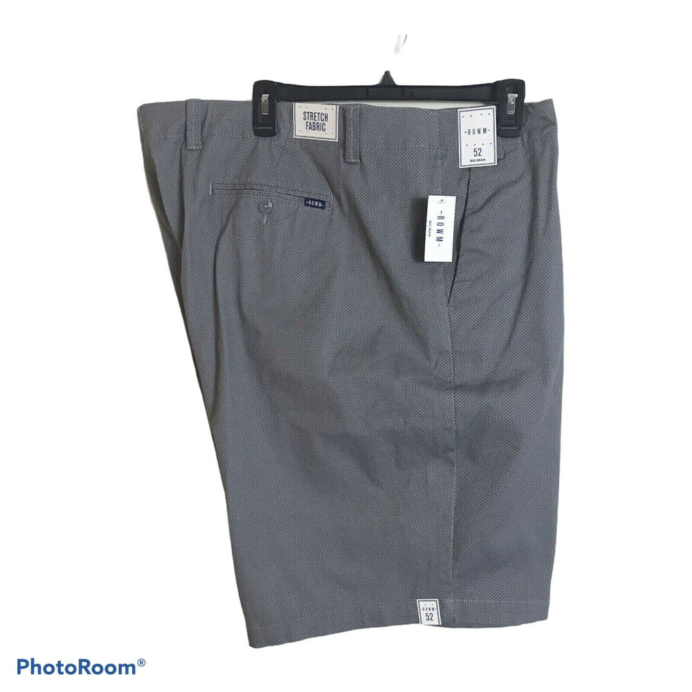 ROWM Shorts Gray Print Flat Front Walking Stretch Fabric Size 52 Big Man $46